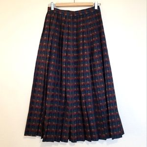 Giuseppe Vintage Pleated 100% Wool Skirt Sz 8 Blue Red Gold